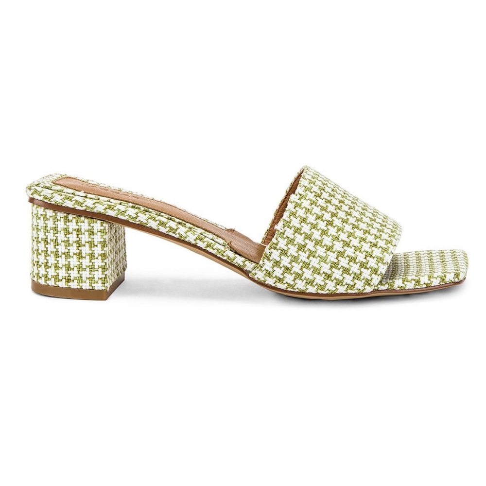 NWOT Revolve Jaggar the Label Meadow Green Houndstooth Sandal Mules | Mule Heels